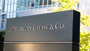 A sign for JP Morgan Chase & Co (JPM).