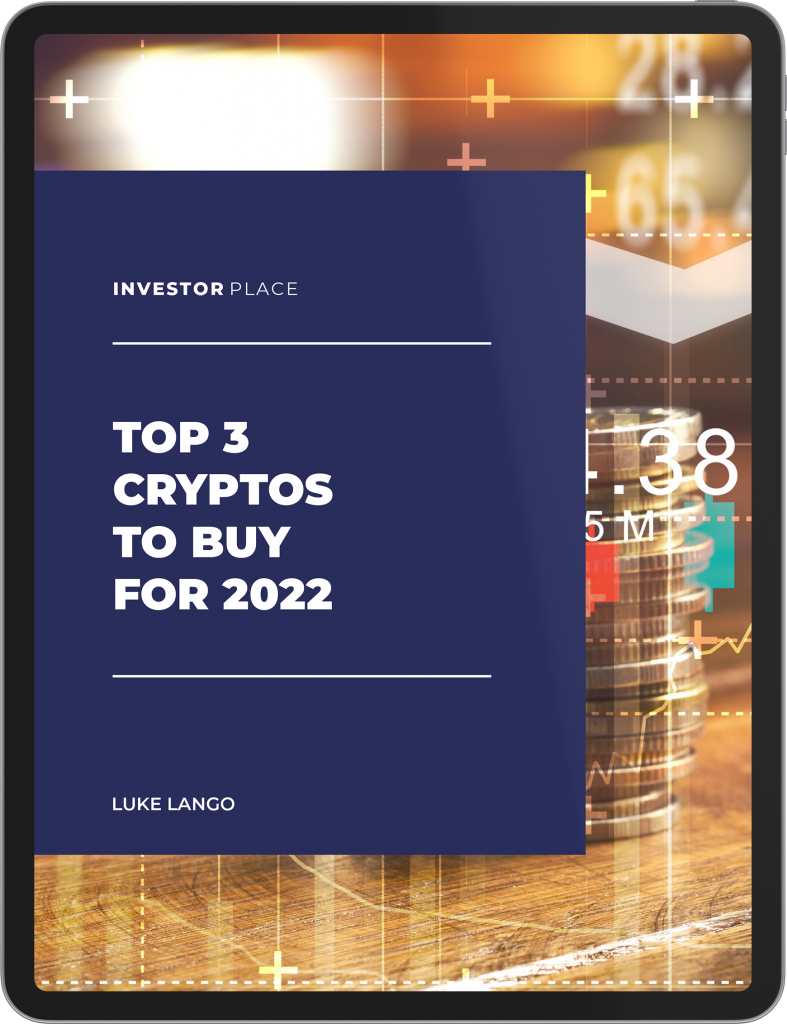 A title slide "Top 3 Cryptos to Buy For 2022"